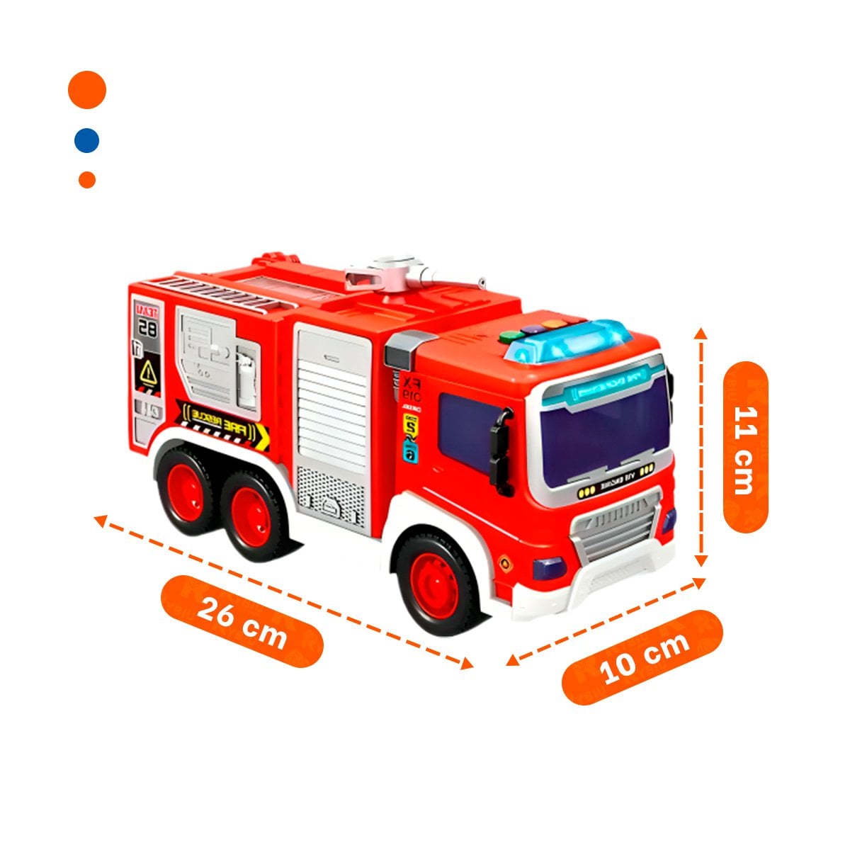 CARRO ROJO DE BOMBEROS INFANTIL 30X11,5X13,5CM PARA NINOS - 4