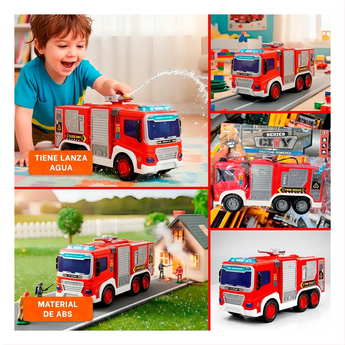 CARRO ROJO DE BOMBEROS INFANTIL 30X11,5X13,5CM PARA NINOS - 5