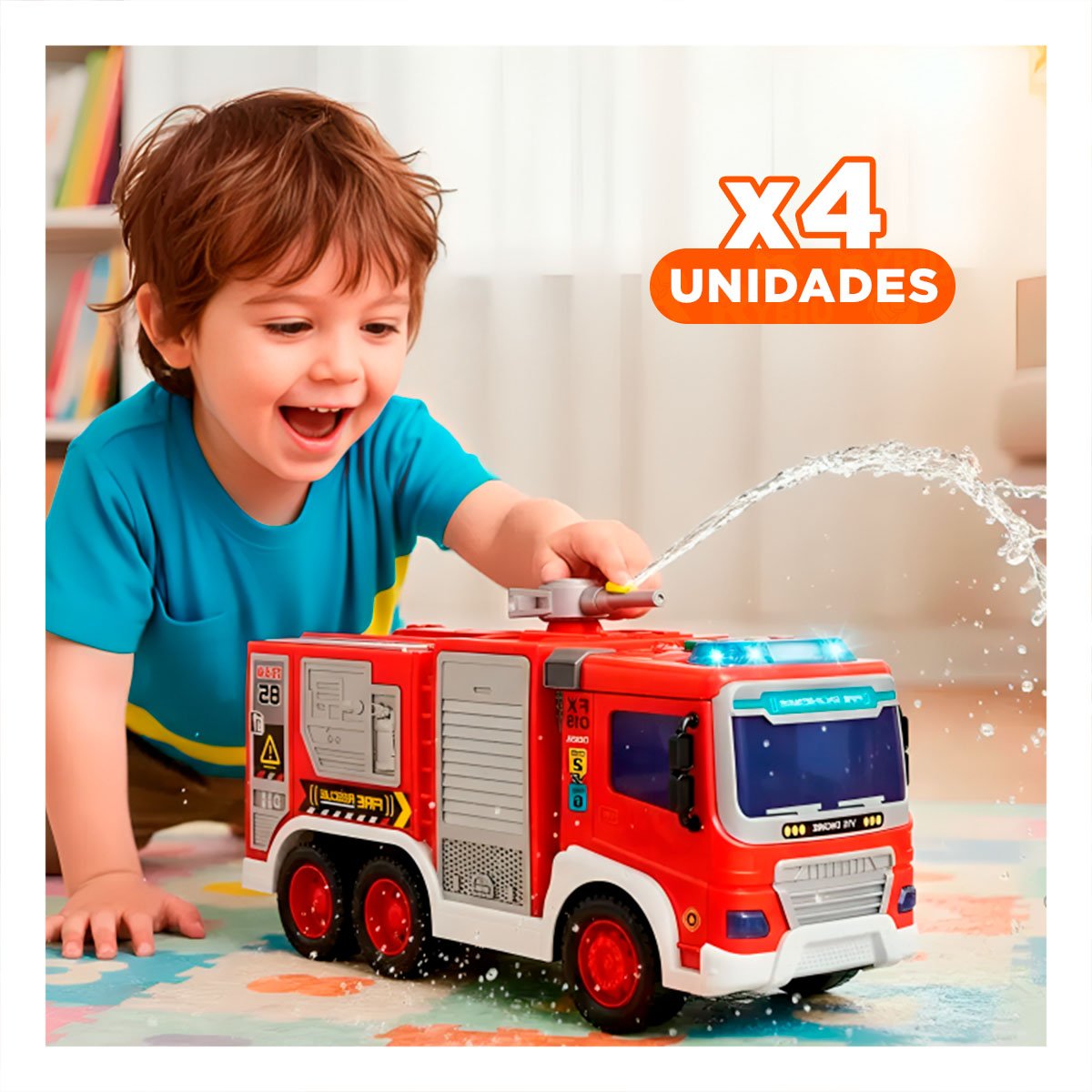 PACK4 UNIDAD INFANTIL DE BOMBEROS ROJO 30X11,5X13,5CM PARA JUEGO - 1