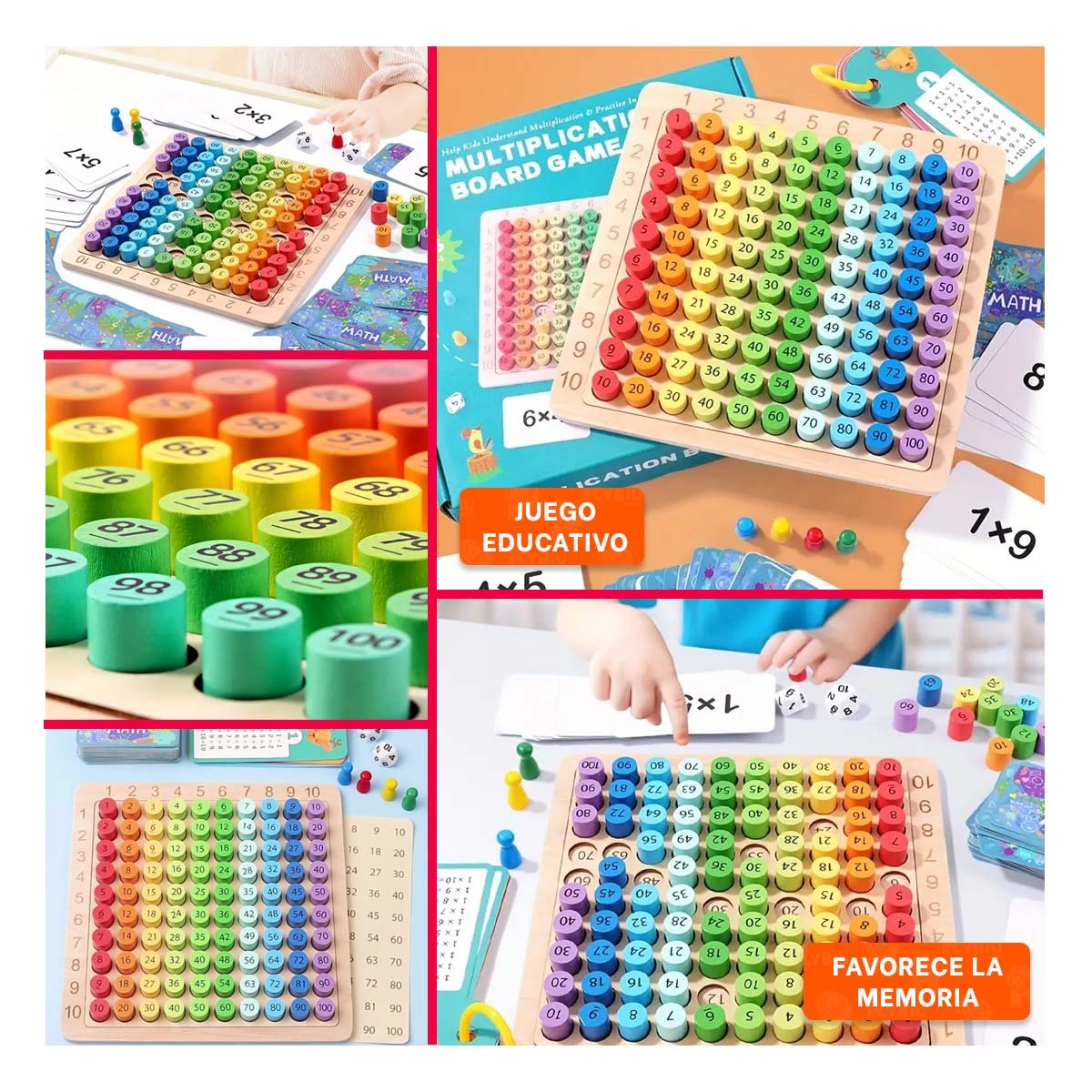 PACK2 PANEL DE MULTIPLICACION DIDACTICO MULTICOLOR PARA NINOS EDUCACION TEMPRANA YPAPEL REGALO - 3