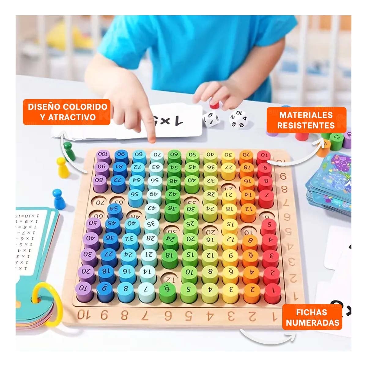 PACK6 SET EDUCATIVO DE MULTIPLICACION DIDACTICO MULTICOLOR PARA NINOS YPAPEL REGALO - 2