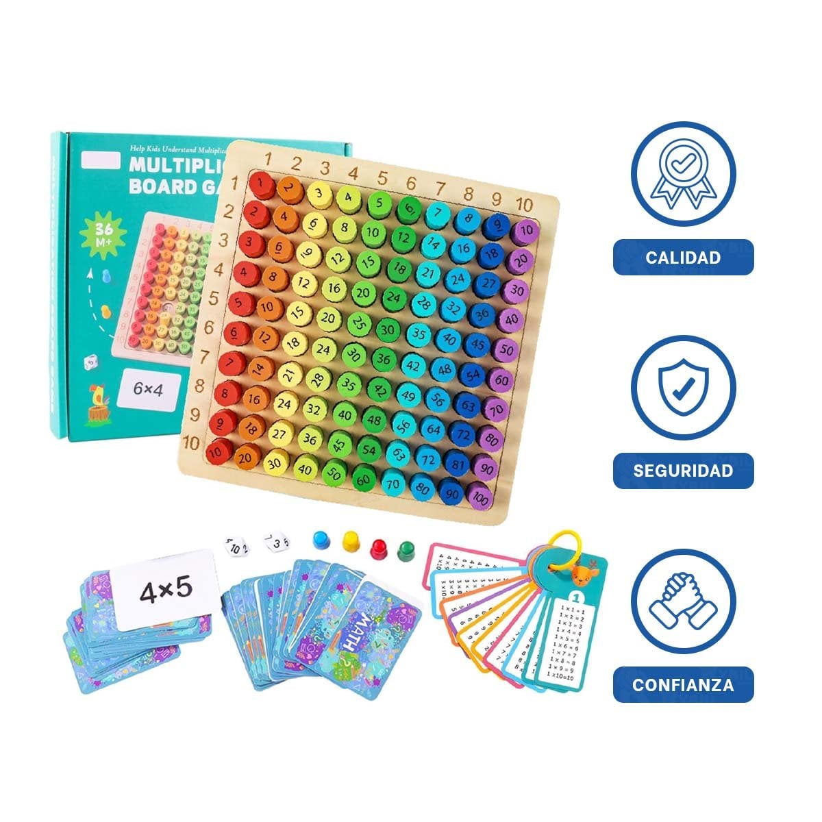 PACK6 SET ESCOLAR DE MULTIPLICACION DIDACTICO MULTICOLOR PARA ESTUDIO YREGALO STICKER - 2