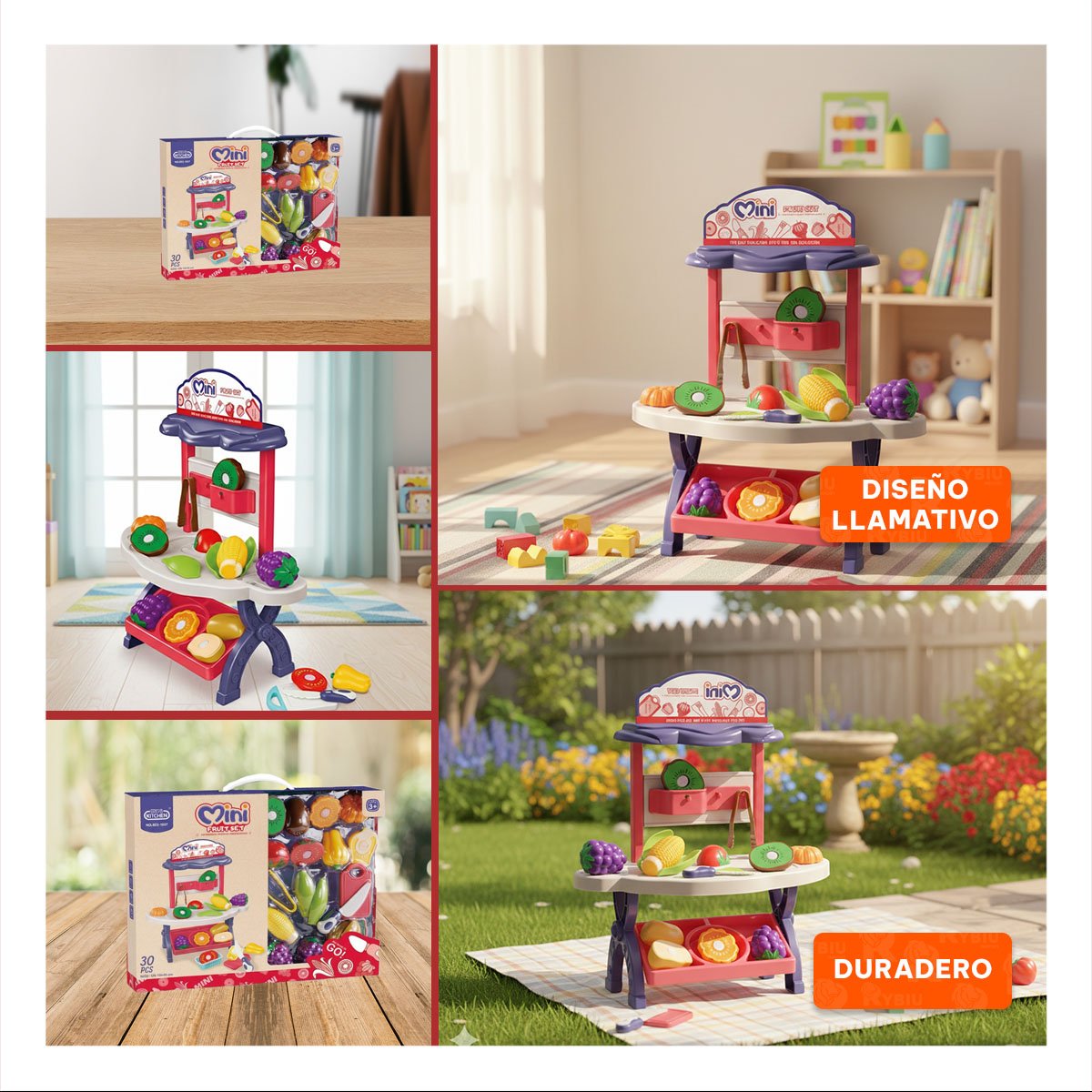 PORTATIL TIENDA DE FRUTAS Y VERDURAS 30PZS ROSADO JUGUETE PARA CASA YSTICKY - 1