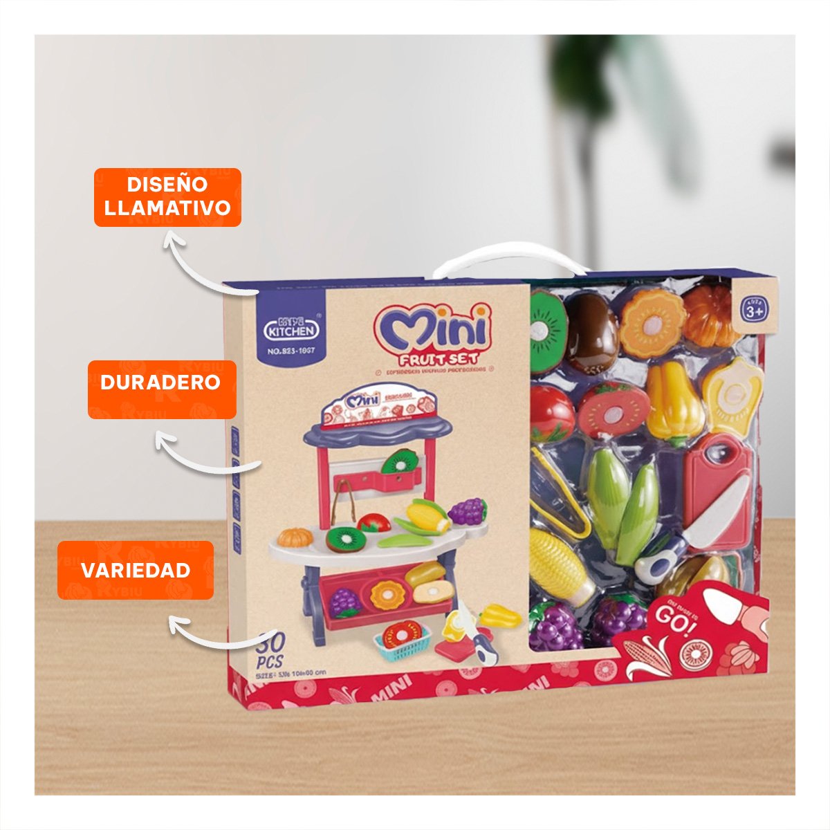 PORTATIL TIENDA DE FRUTAS Y VERDURAS 30PZS ROSADO JUGUETE PARA CASA YSTICKY - 2