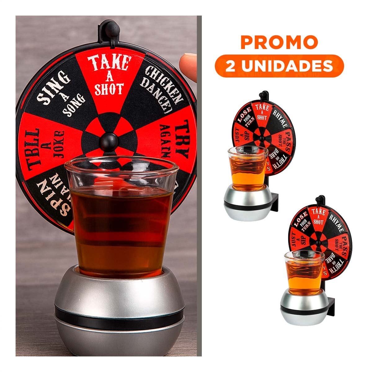 PACK2 GIRADOR DE SHOTS MINI CON RULETA GIRATORIA PARA FIESTAS - 1