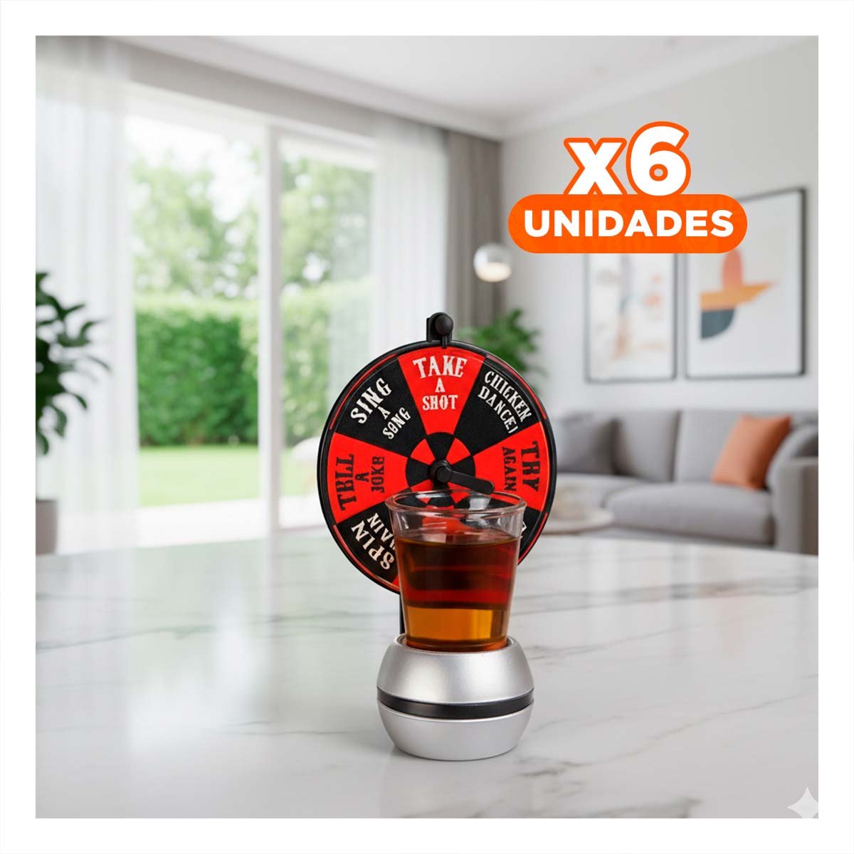 PACK6 ACCESORIO DE SHOTS MINI CON RULETA DE MESA PARA FIESTAS YREGALO STICKER - 1