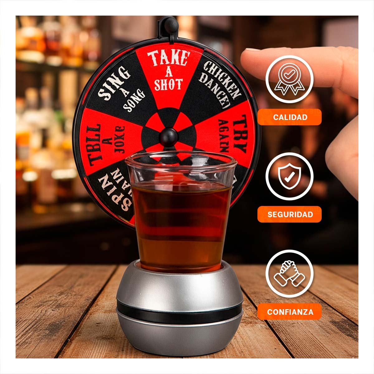 SPINNER DE SHOTS MINI CON RULETA DE BEBIDAS PARA REUNIONES YPAPEL REGALO - 3