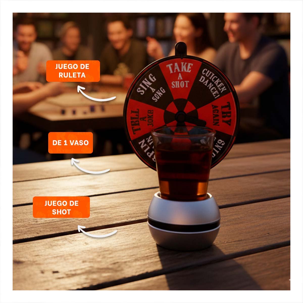 SPINNER DE SHOTS MINI CON RULETA COMPACTA PARA MOMENTOS SOCIALES YREGALO STICKER - 5
