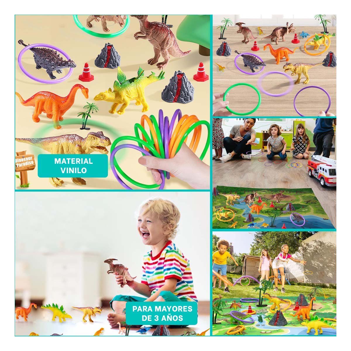 PACK12 SET DE DINOSAURIOS CON ACCESORIOS PARA JUEGOS CREATIVOS Y DIVERTIDOS YPAPEL REGALO - 2