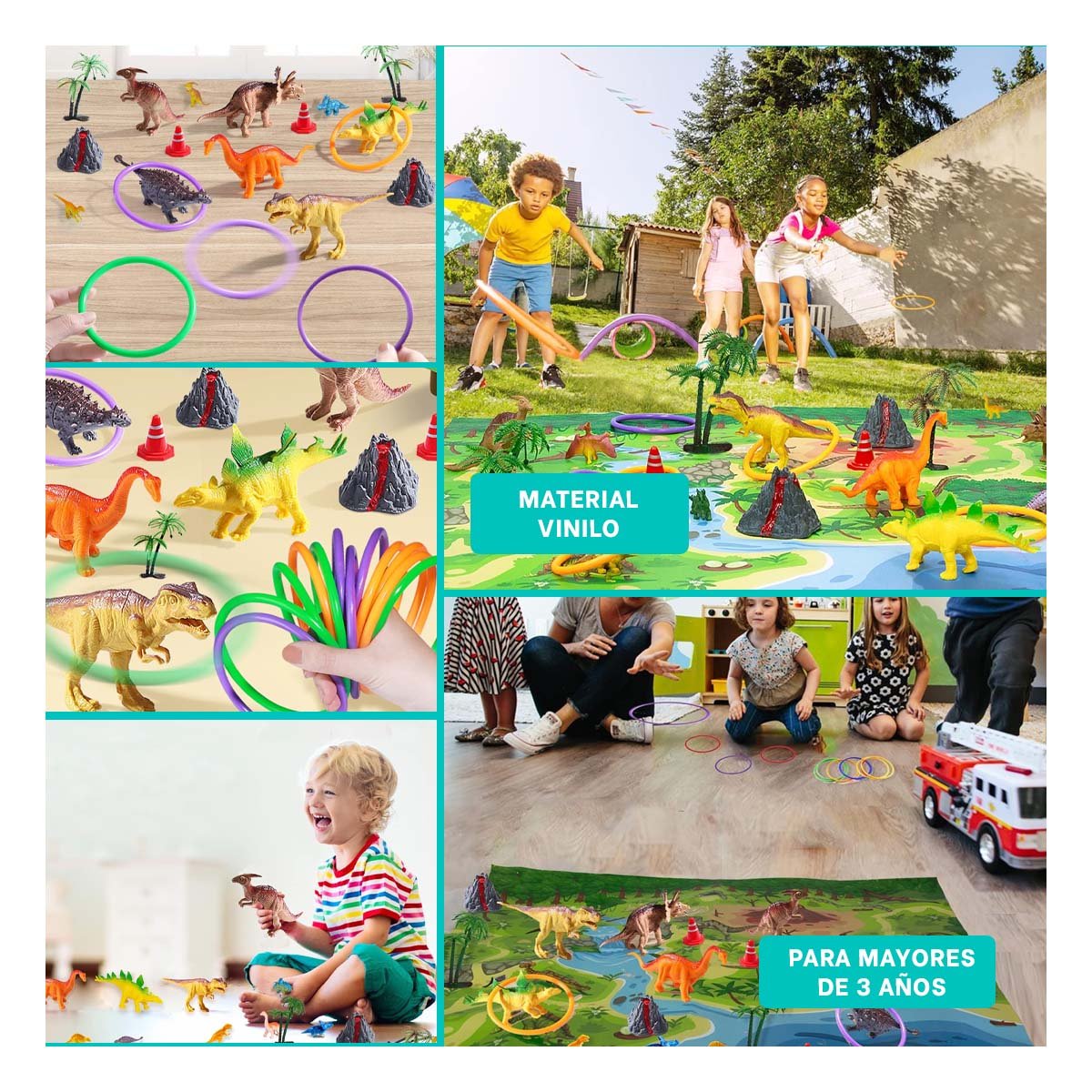 PACK4 PAQUETE INFANTIL DE DINOSAURIOS CON ACCESORIOS PARA ENTRETENIMIENTO YREGALO STICKER - 2