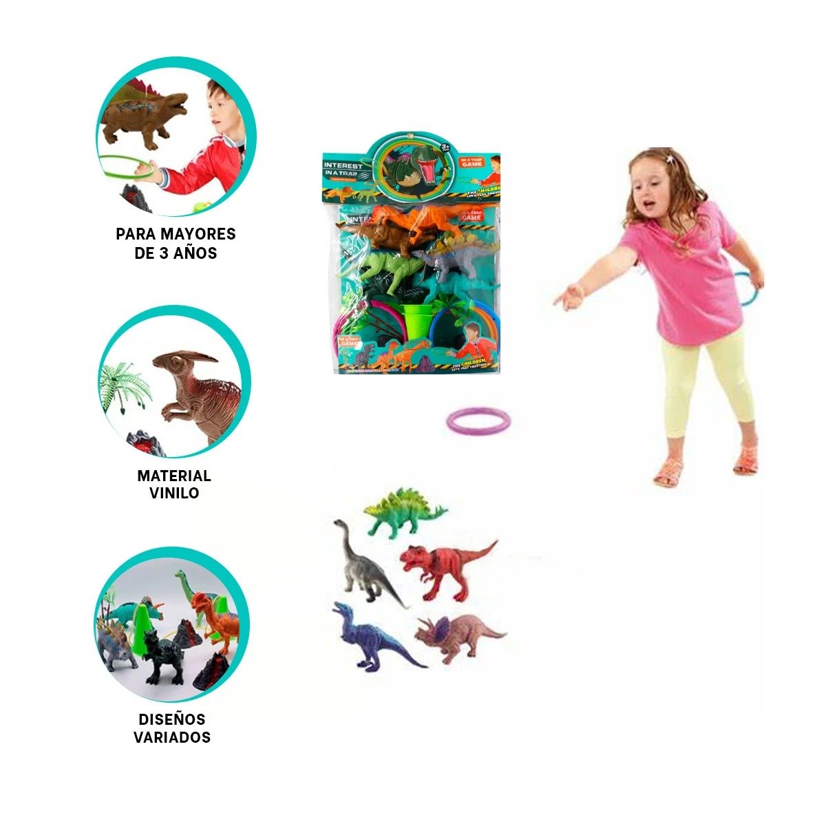 PACK6 JUEGO COMPLETO DE DINOSAURIOS CON ACCESORIOS PARA USO DIARIO YREGALO STICKER - 2