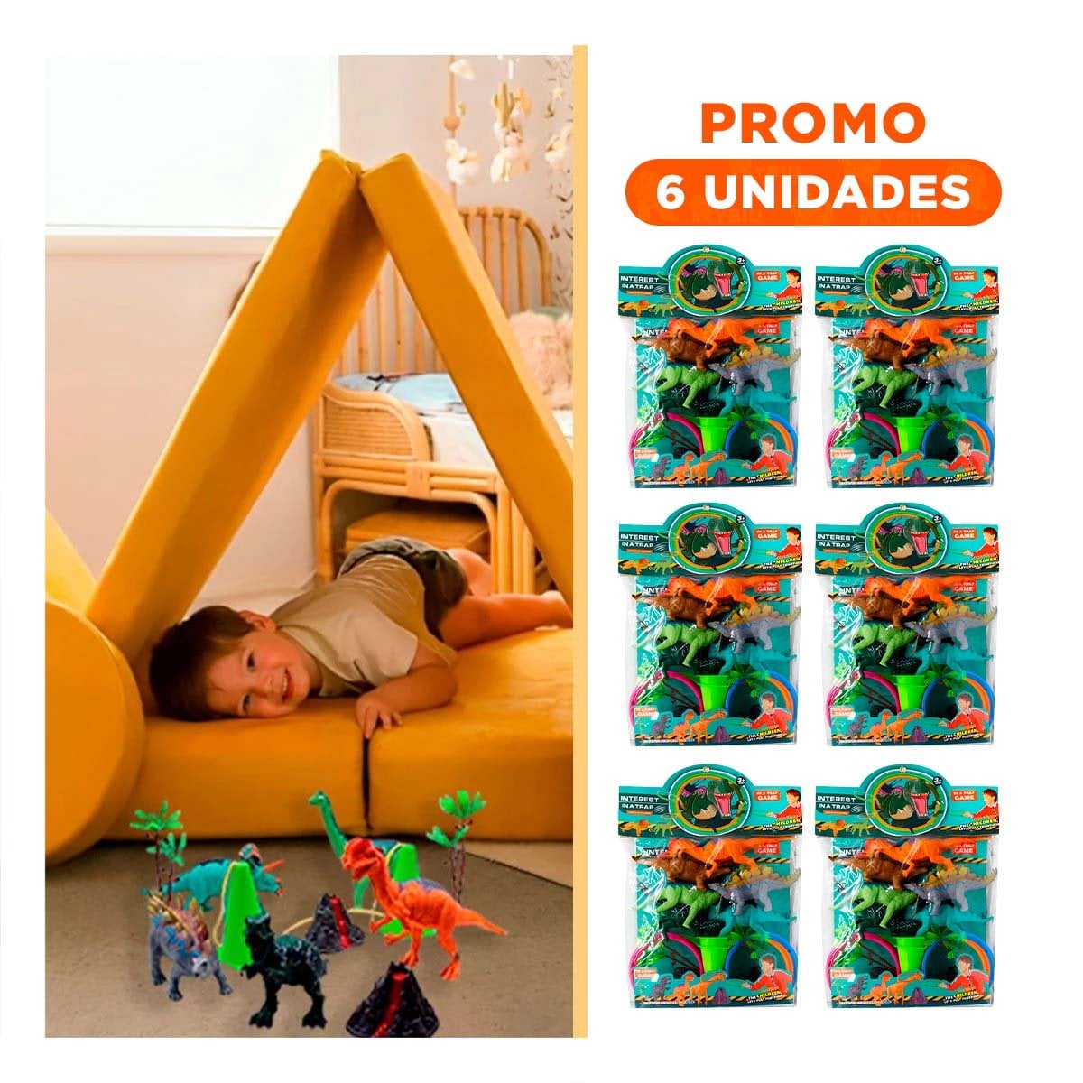 PACK6 COLECCION DE DINOSAURIOS CON ACCESORIOS PARA JUEGOS EN CASA - 1