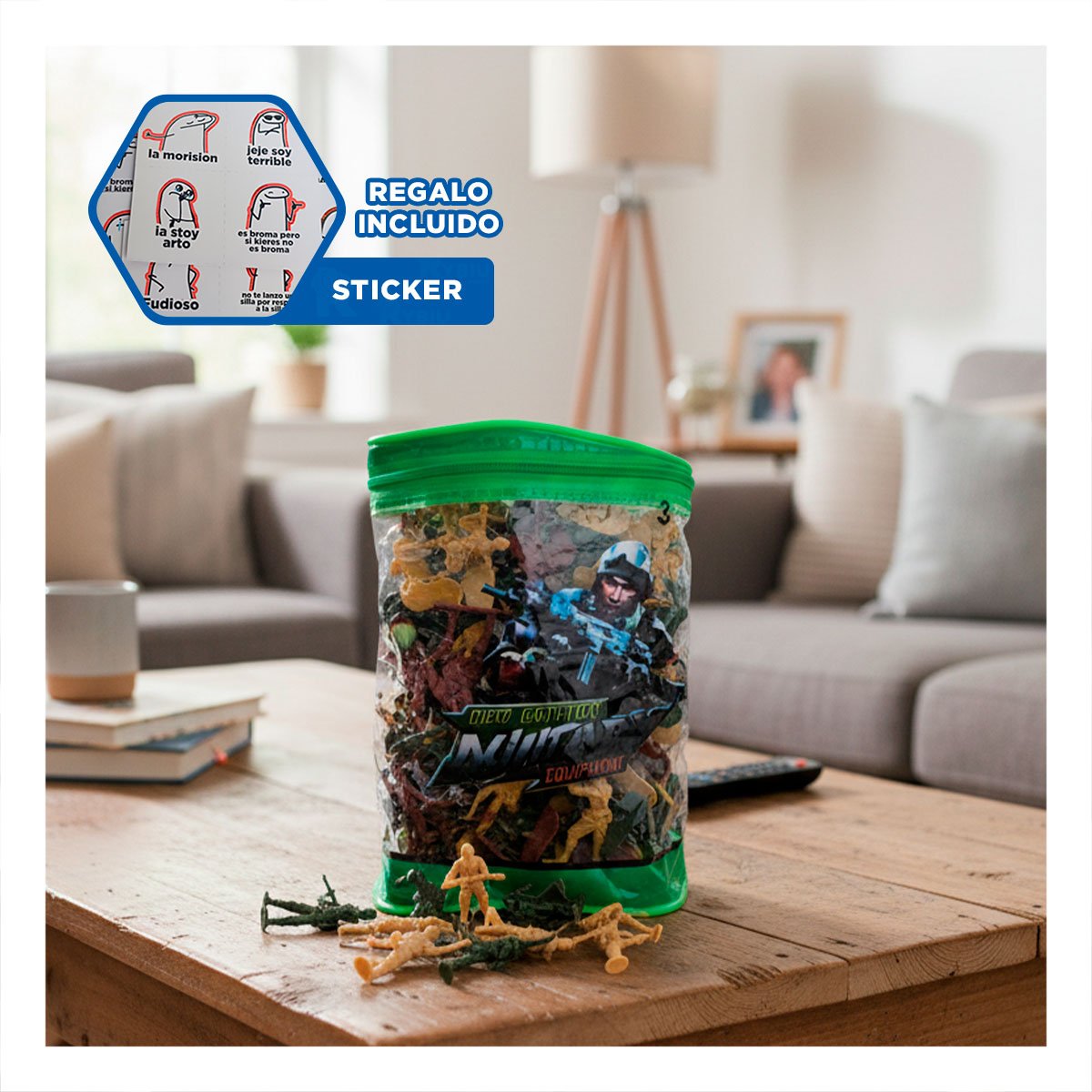 MILITARITOS EN BOLSA CON CIERRE 19X13CM MULTICOLOR PARA JUEGO IMAGINATIV YREGALO STICKER - 1
