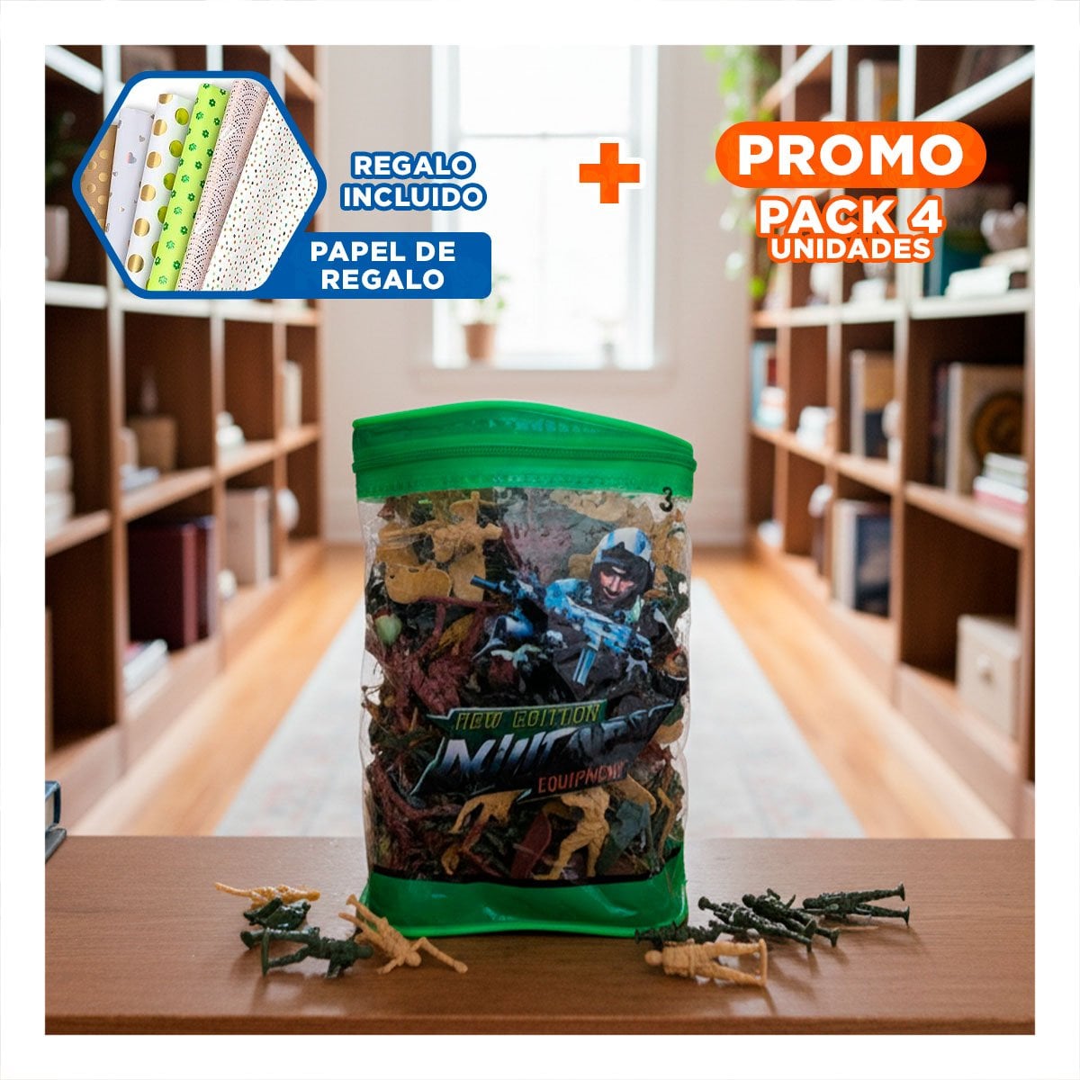 PACK4 PATRULLAS EN BOLSA CON CIERRE 19X13CM MULTICOLOR PARA JUEGO CREATIVO YPAPEL REGALO - 1