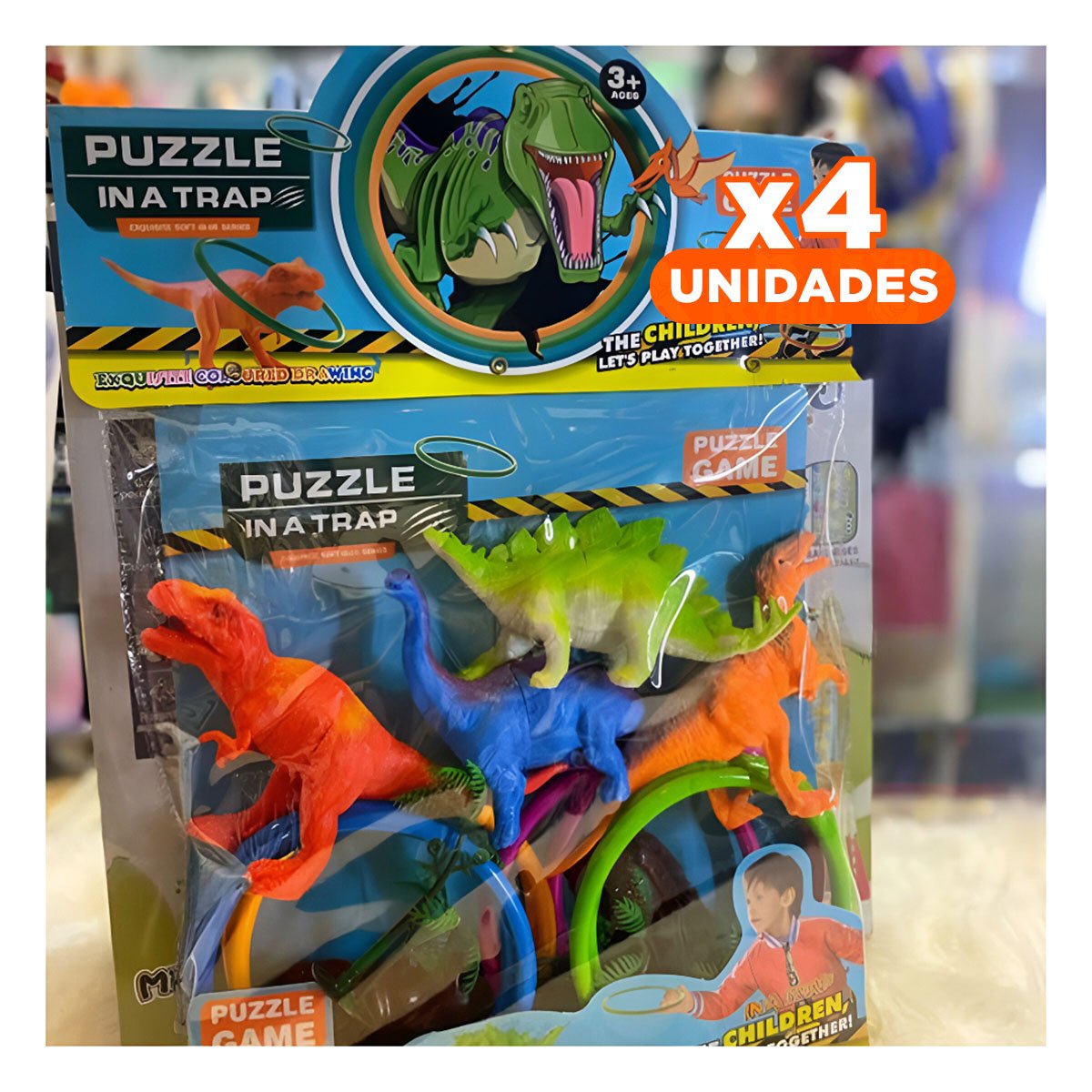 PACK4 SET RECREATIVO DE DINOSAURIOS CON ACCESORIOS PARA DIVERSION EN CASA - 1