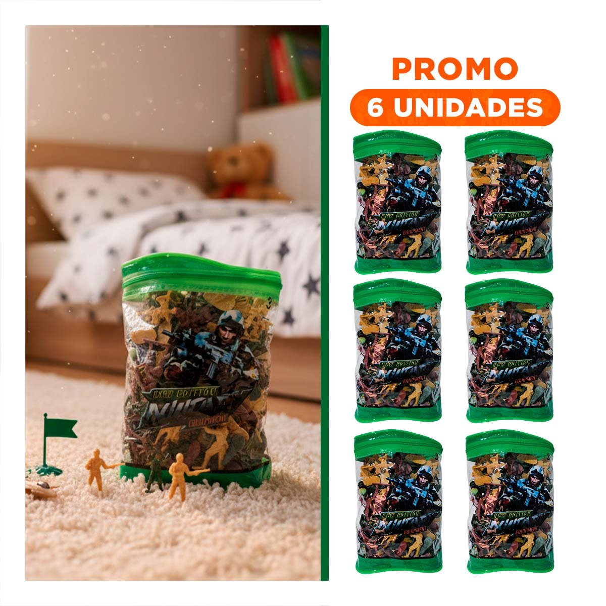 PACK6 SOLDADOSMINI EN BOLSA CON CIERRE 19X13CM MULTICOLOR PARA JUEGO IMAGINATIVO - 1