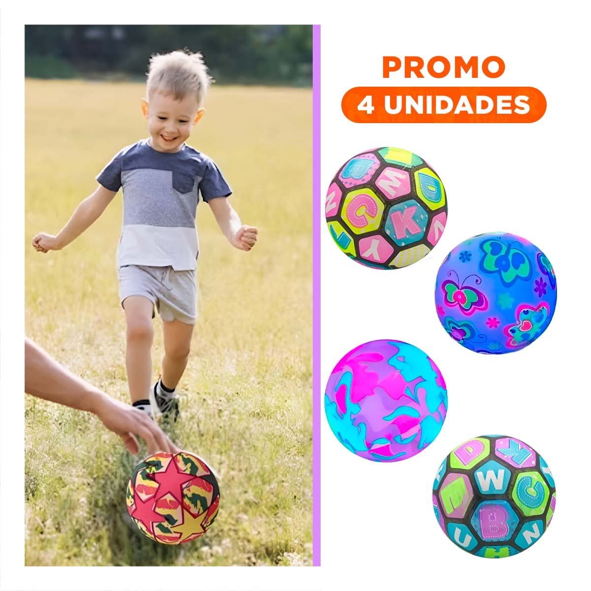 PACK4 ESFERA LED MULTICOLOR PARA INFANTES CON ILUMINACION COLORIDA YREGALO STICKER - 1