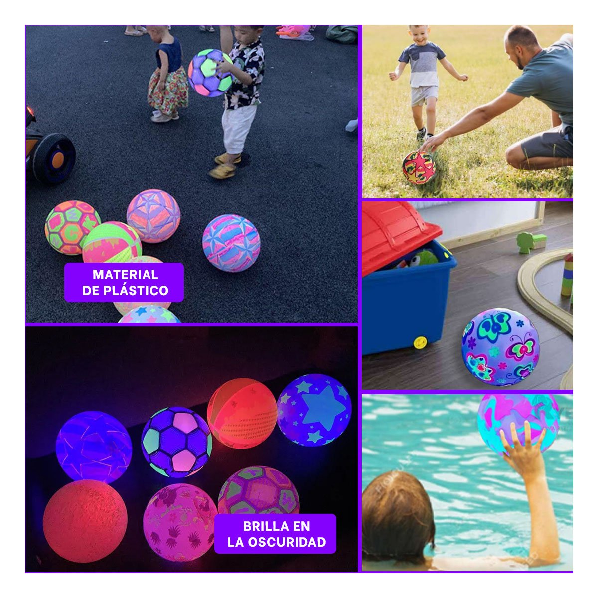 PACK4 ESFERA LED MULTICOLOR PARA INFANTES CON ILUMINACION COLORIDA YREGALO STICKER - 2