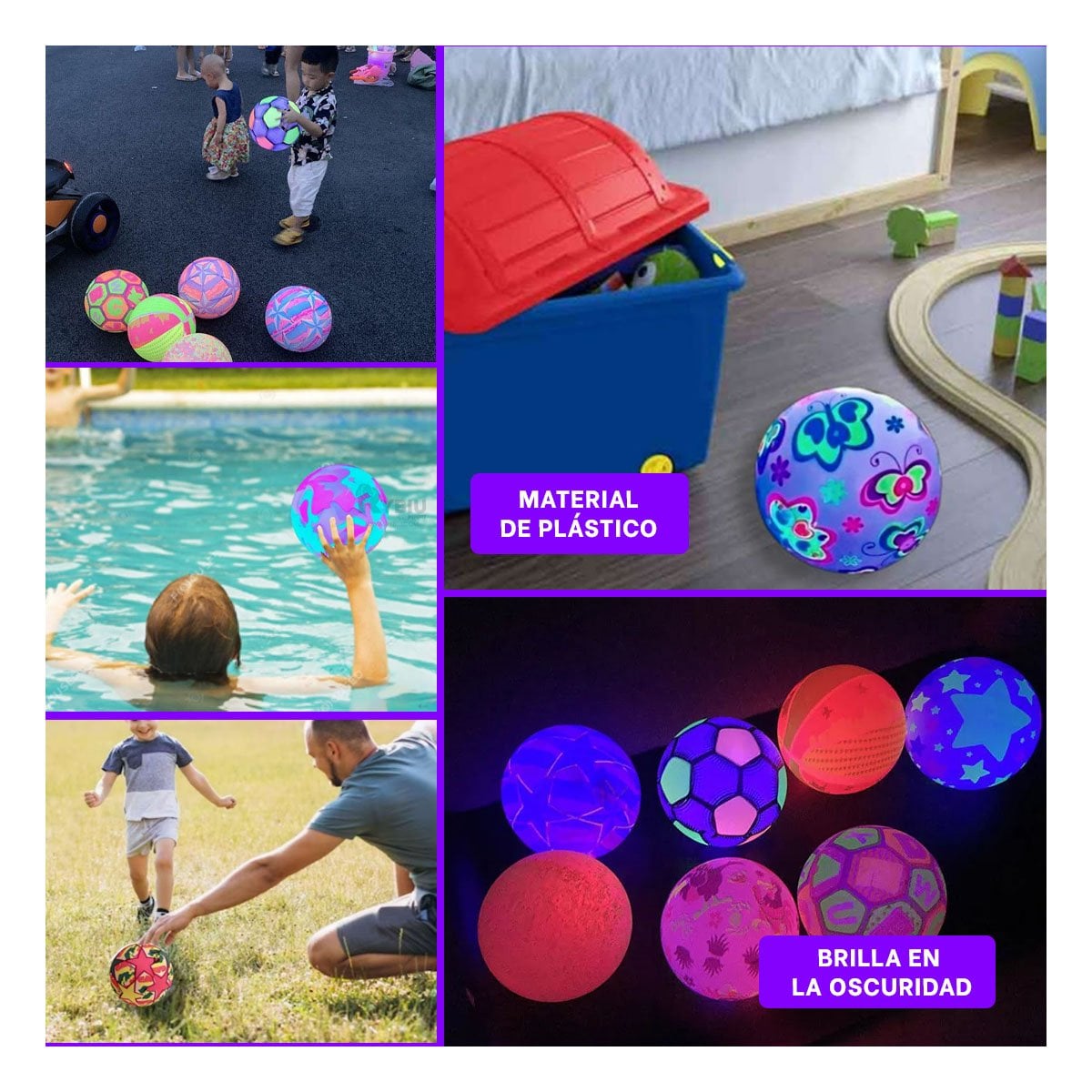 PACK6 PELOTA LUMINOSA MULTICOLOR PARA INFANTES CON EFECTO VISUAL YPAPEL REGALO - 3