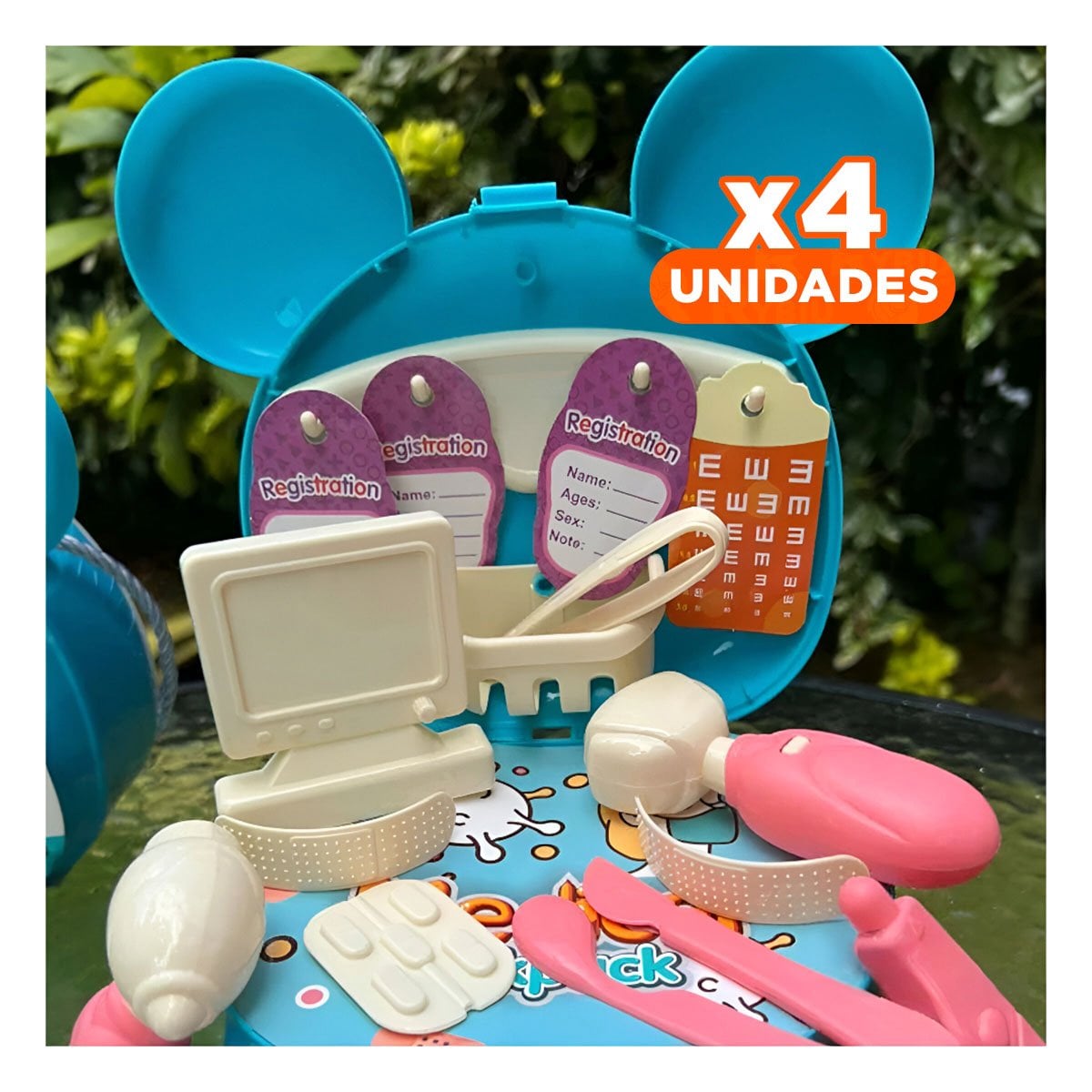 PACK4 SET DIDACTICO DE DOCTOR PARA NIÑOS CON OREJITAS - 1