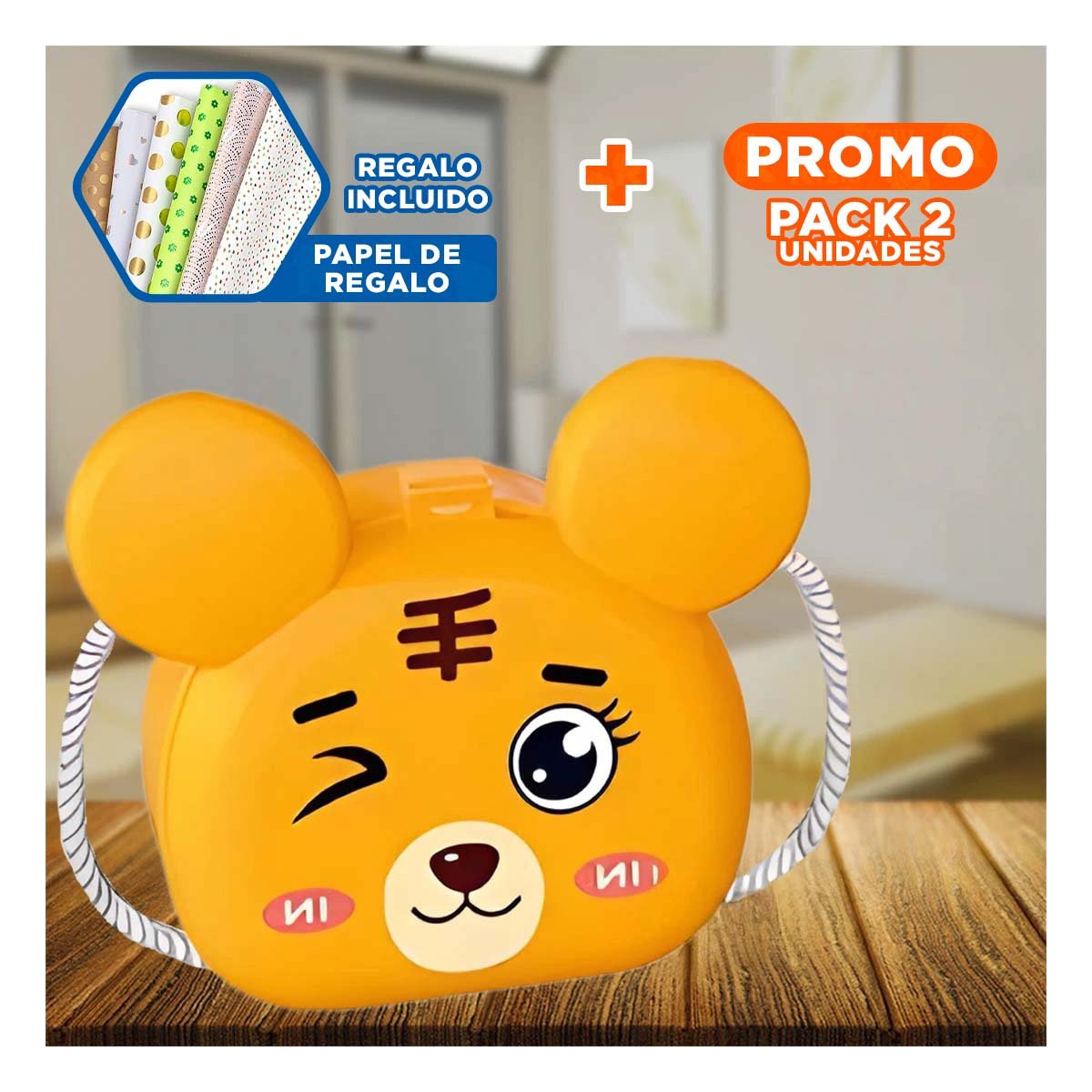 PACK2 EQUIPO DE SIMULACION DE COCINA INFANTIL CON OREJITAS YPAPEL REGALO - 1