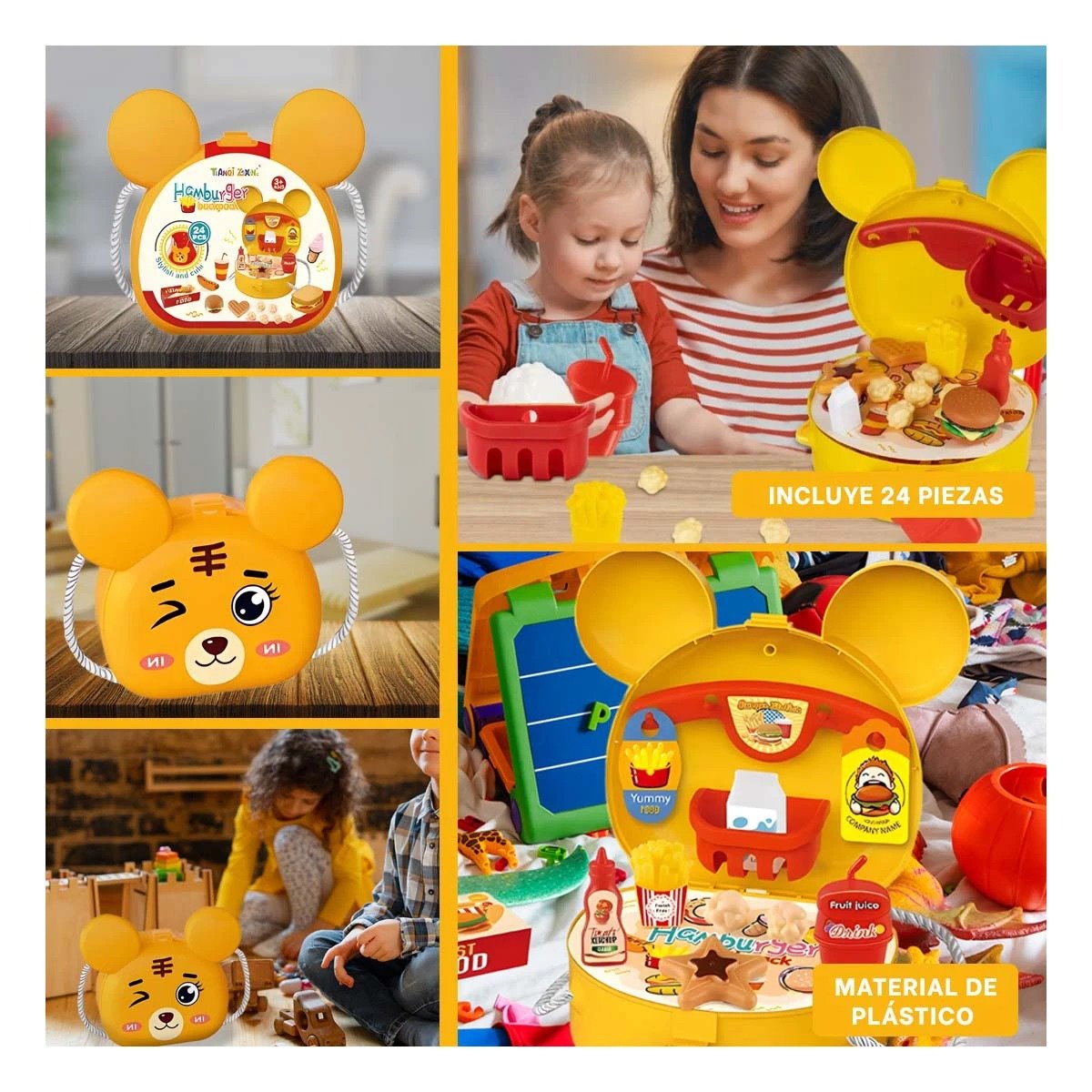 PACK2 EQUIPO DE SIMULACION DE COCINA INFANTIL CON OREJITAS YPAPEL REGALO - 3