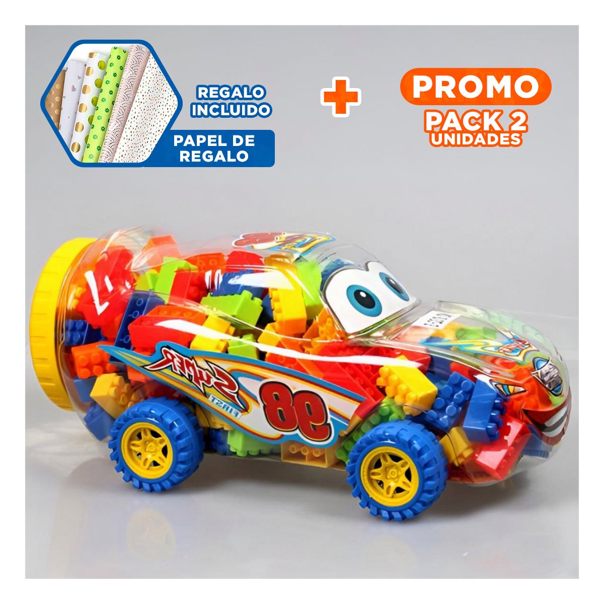 PACK2 SET DIDACTICO DE CARRITO MULTICOLOR PARA ESTIMULO Y JUEGO YPAPEL REGALO - 1