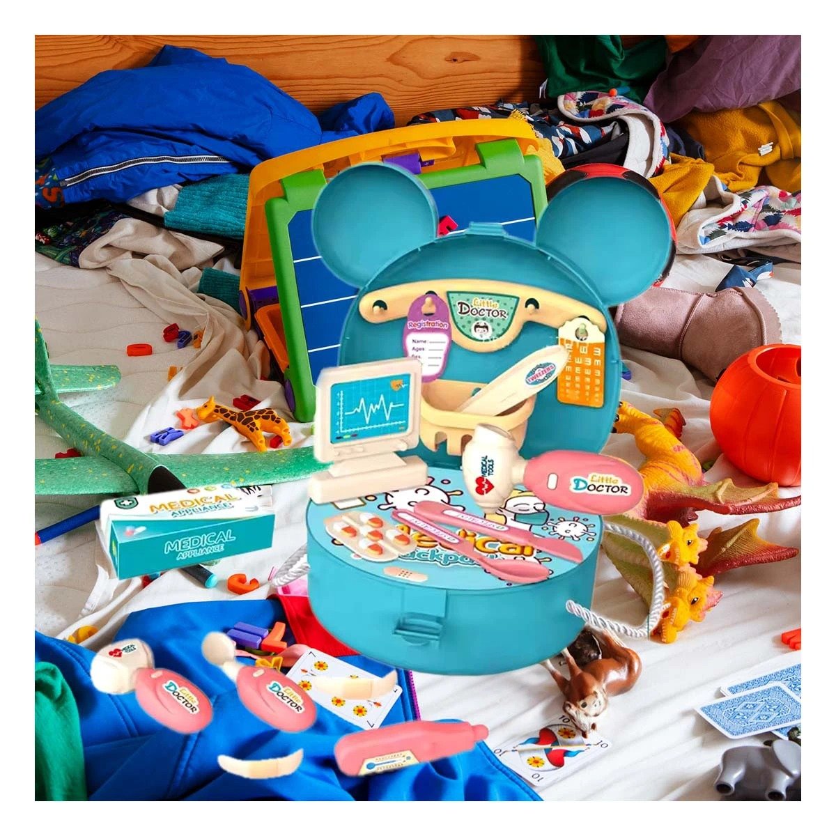 PACK6 EQUIPO INFANTIL DE DOCTOR CON OREJITAS Y ACCESORIOS YREGALO STICKER - 3