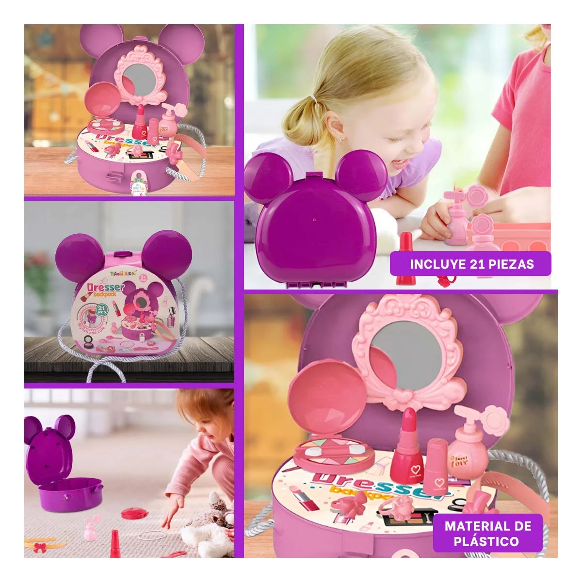 JUEGO DE MAQUILLAJE PARA CHICAS CON OREJITAS Y ACCESORIOS RECREATIVOS - 5