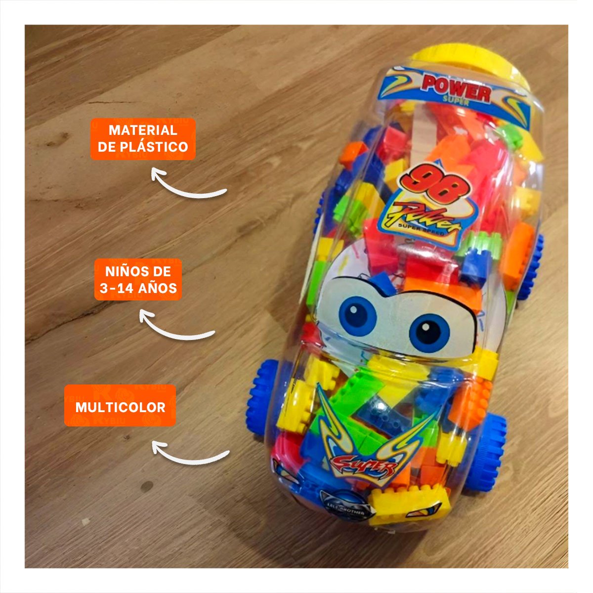 PACK6 JUEGO DIDACTICO DE CARRITO MULTICOLOR PARA MOMENTOS RECREATIVOS YPAPEL REGALO - 2