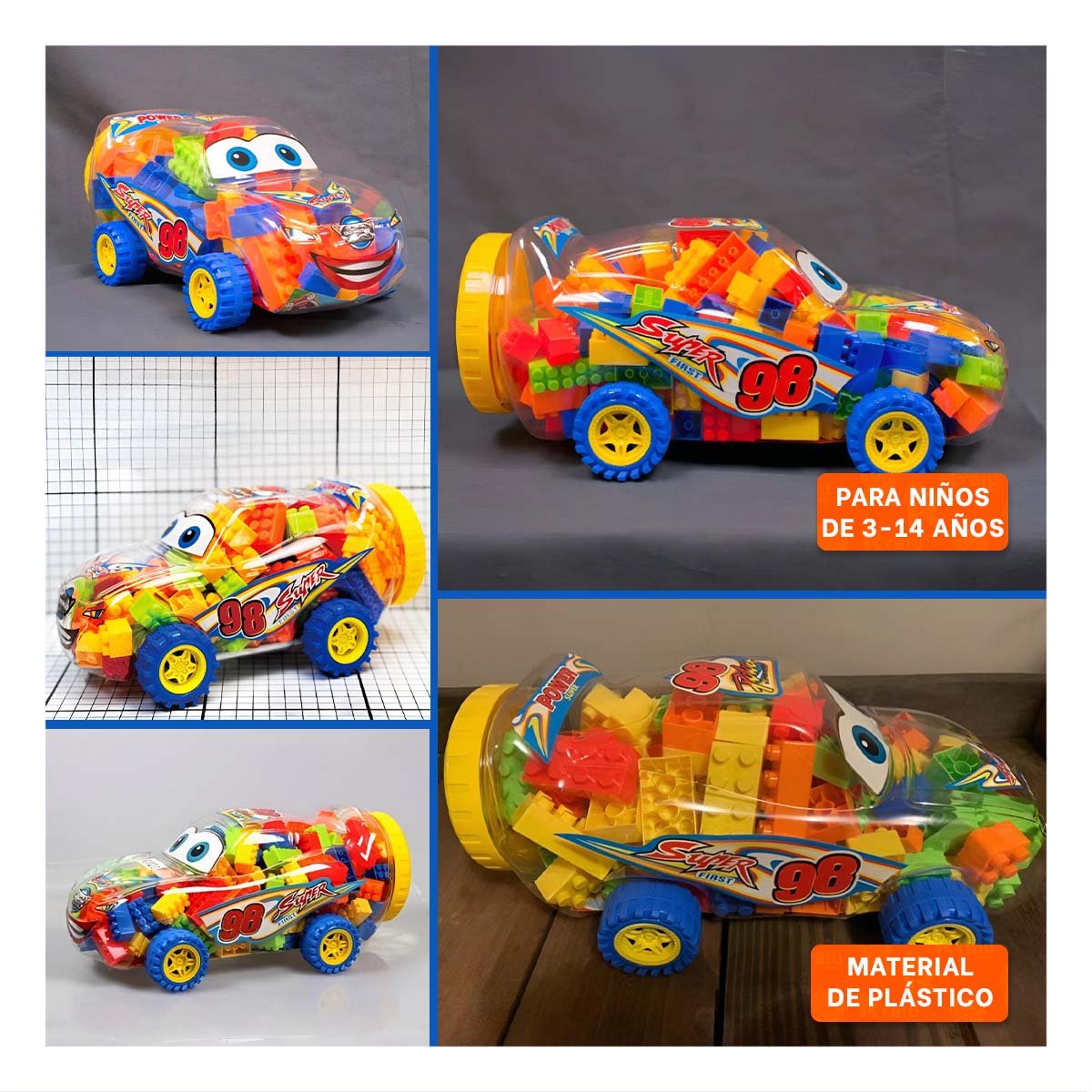 PACK6 JUEGO DIDACTICO DE CARRITO MULTICOLOR PARA MOMENTOS RECREATIVOS YPAPEL REGALO - 3