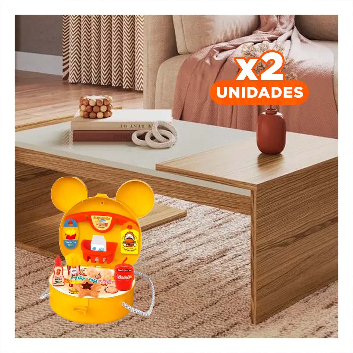 PACK2 PACK DE JUEGO COCINA INFANTIL PARA HAMBURGUESAS CON OREJITAS YREGALO STICKER - 1