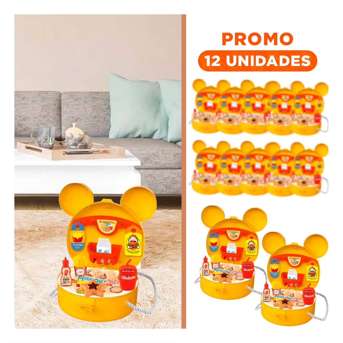 PACK12 SET COMPLETO DE COCINA PARA HAMBURGUESAS CON OREJITAS YREGALO STICKER - 1