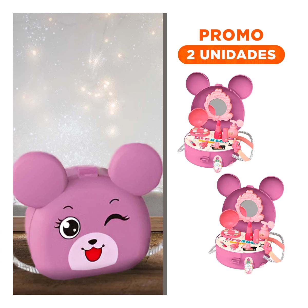 PACK2 ESTUCHE DE JUEGO DE MAQUILLAJE CON OREJITAS - 1