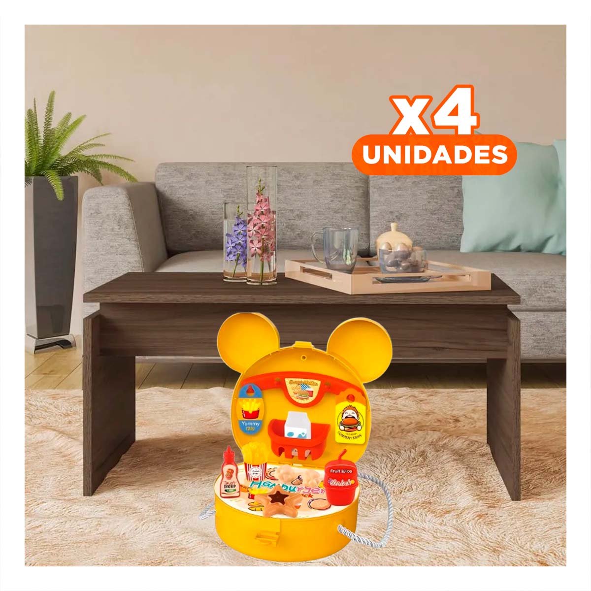 PACK4 SET DIDACTICO DE COCINA PARA HAMBURGUESAS CON OREJITAS - 1