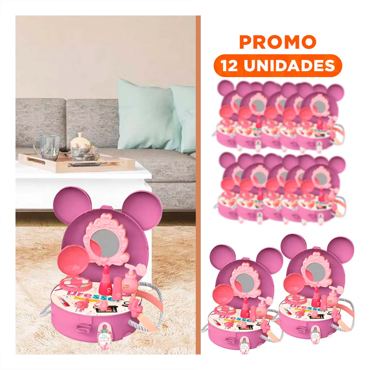 PACK12 SET COMPLETO DE MAQUILLAJE CON OREJITAS PARA CHICAS YREGALO STICKER - 1