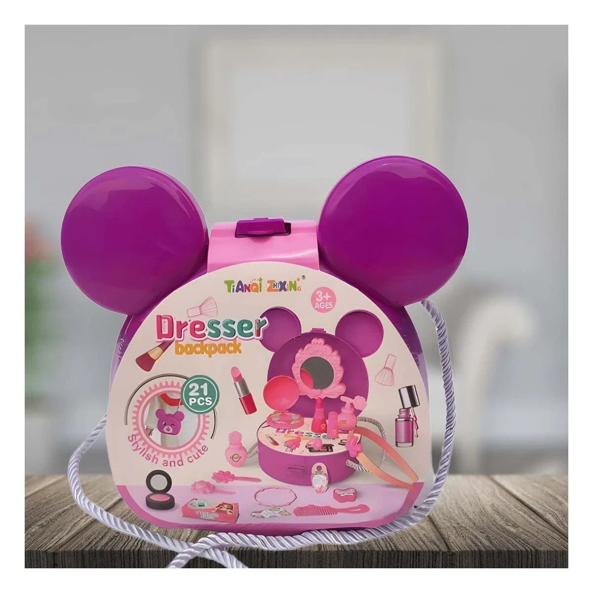 ESTUCHE DE MAQUILLAJE PARA CHICAS CON OREJITAS Y PIEZAS DE JUEGO YREGALO STICKER - 2