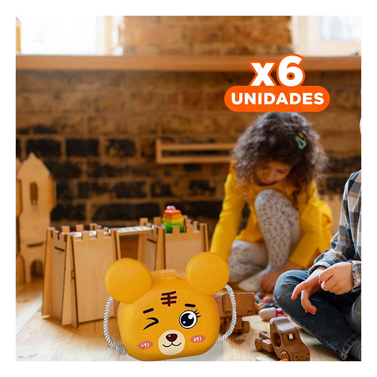 PACK6 EQUIPO INFANTIL DE COCINA PARA HAMBURGUESAS CON OREJITAS YREGALO STICKER - 1