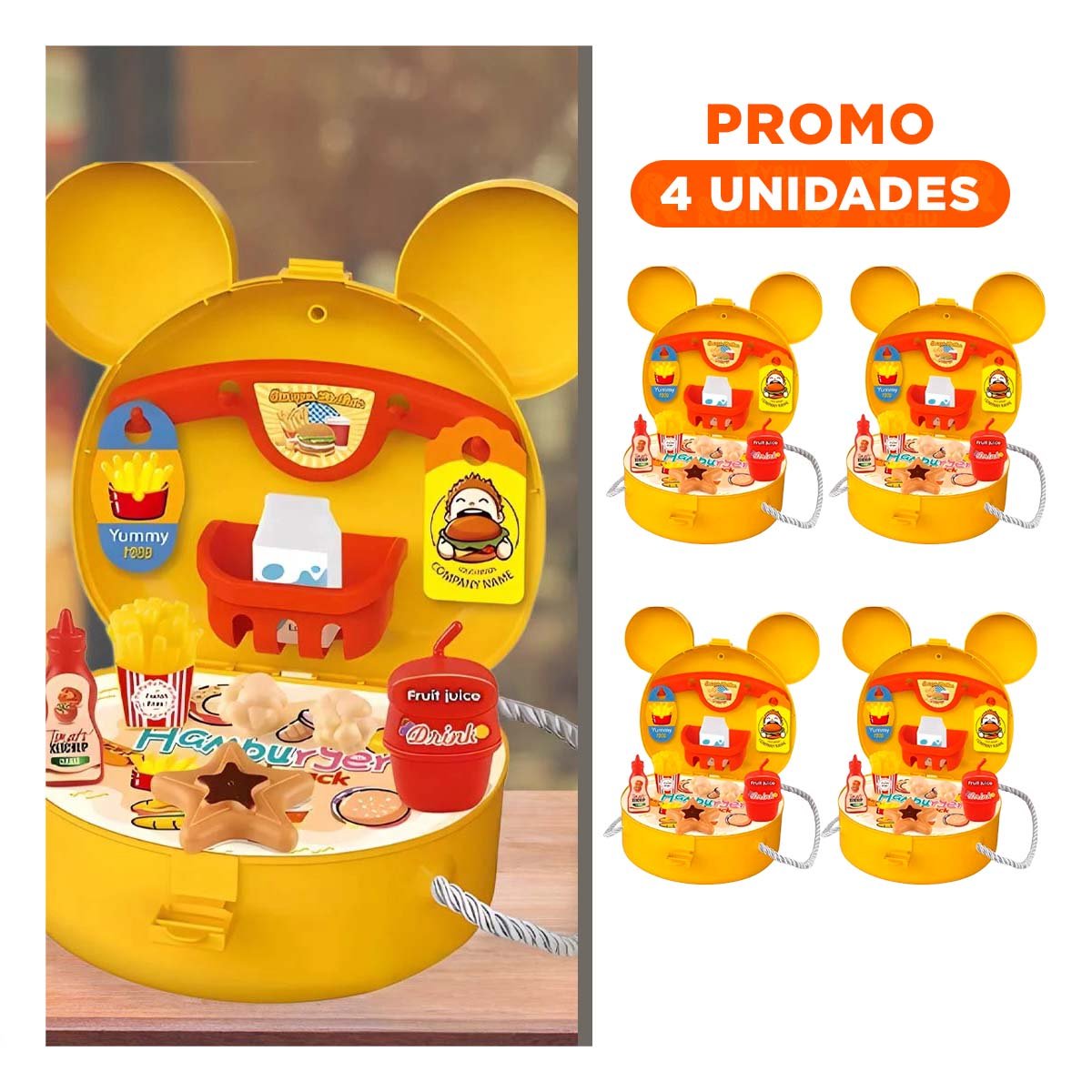 PACK4 COLECCION DE ACCESORIOS DE COCINA PARA HAMBURGUESAS CON OREJITAS YREGALO STICKER - 1