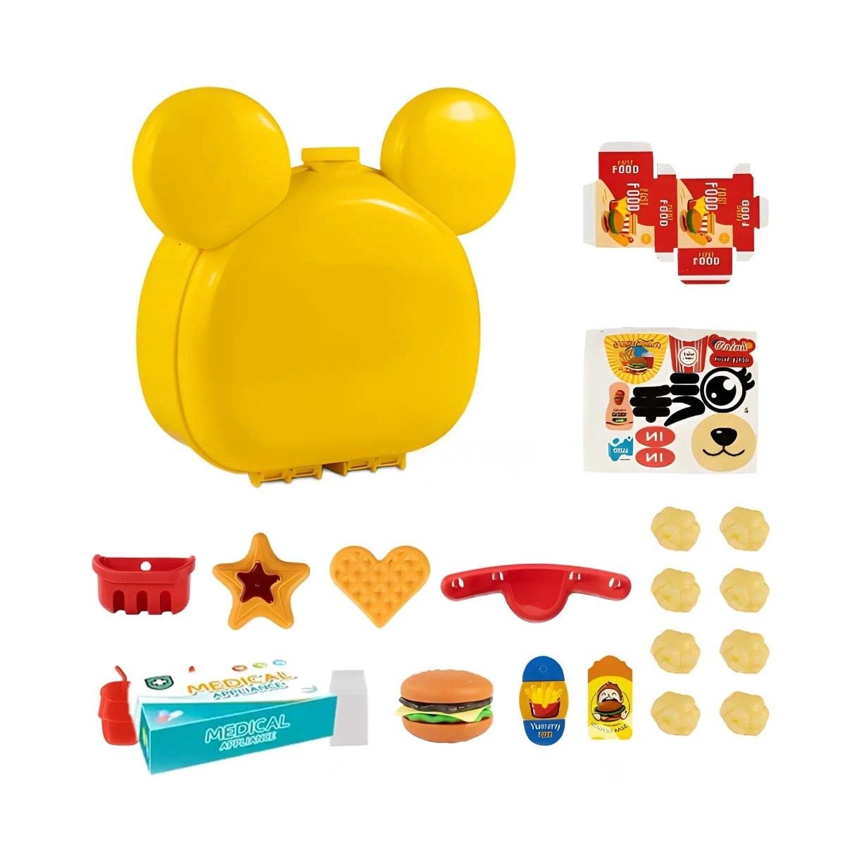 COLECCION DE COCINA PARA HAMBURGUESAS CON OREJITAS Y PIEZAS INFANTILES YLIGAS REGALO - 3