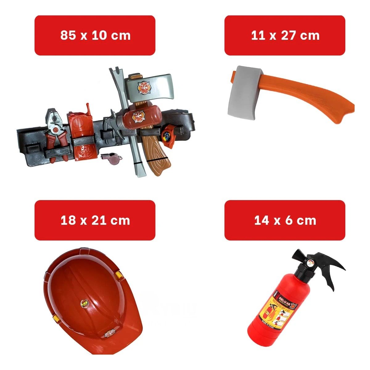 PACK2 FAJA DE TRABAJO INFANTIL SET DE BOMBERO PARA APRENDIZAJE LUDICO YREGALO STICKER - 4