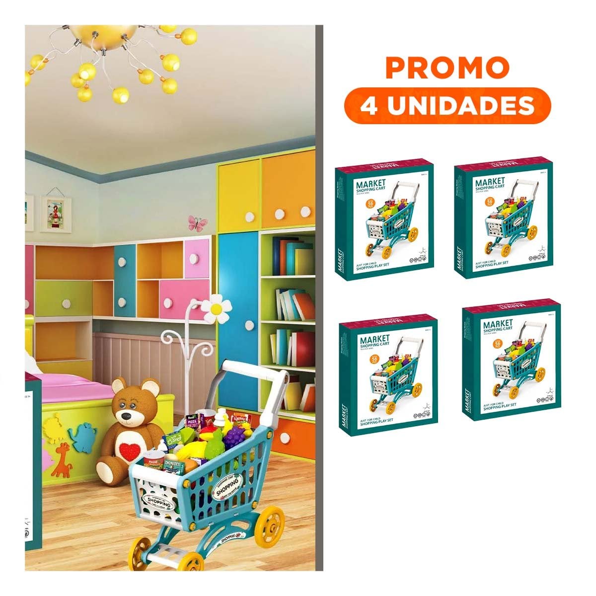 PACK4 AREA DE MERCADO CON ACCESORIOS PARA JUEGO INFANTIL Y APRENDIZAJE YREGALO STICKER - 1