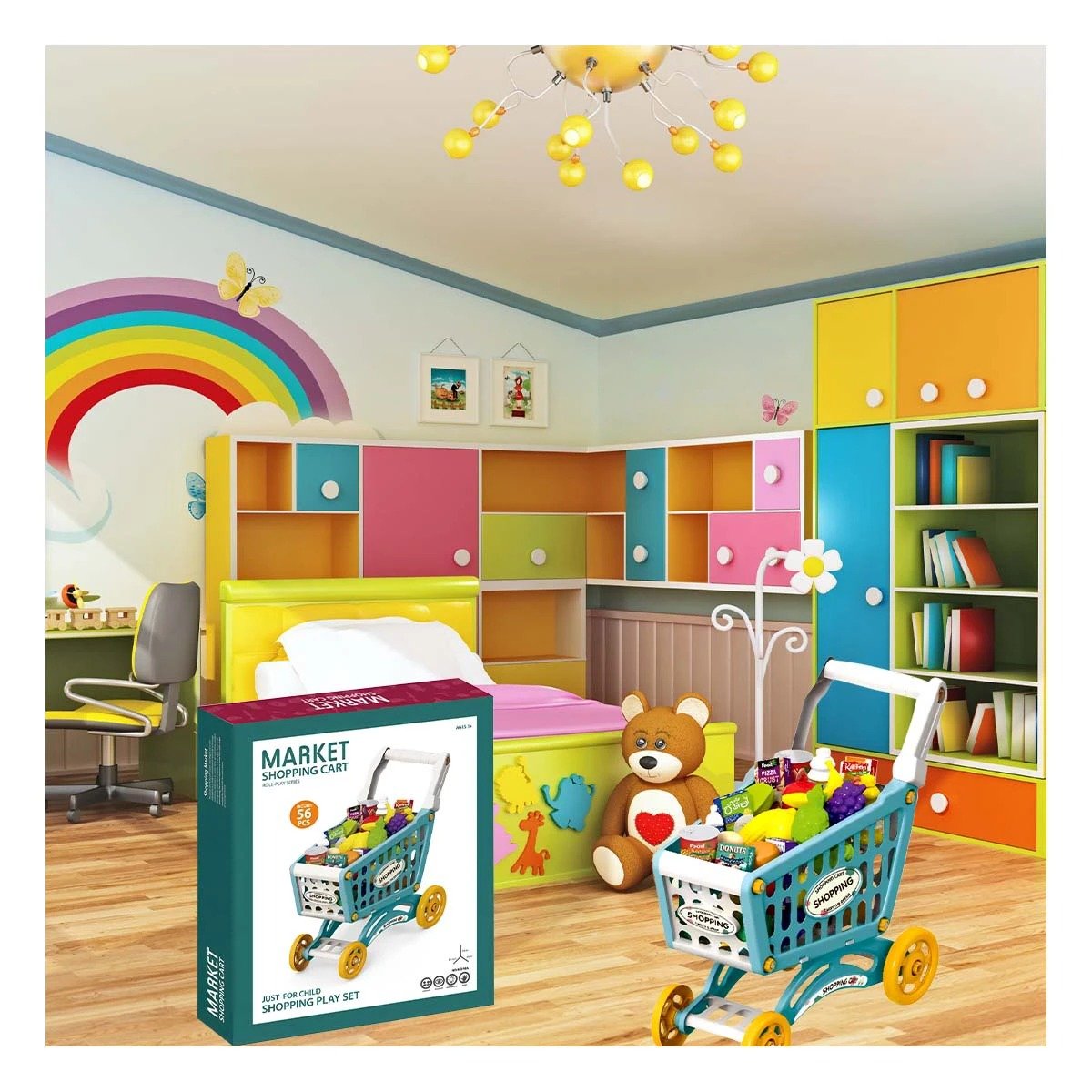 PACK4 AREA DE MERCADO CON ACCESORIOS PARA JUEGO INFANTIL Y APRENDIZAJE YREGALO STICKER - 3