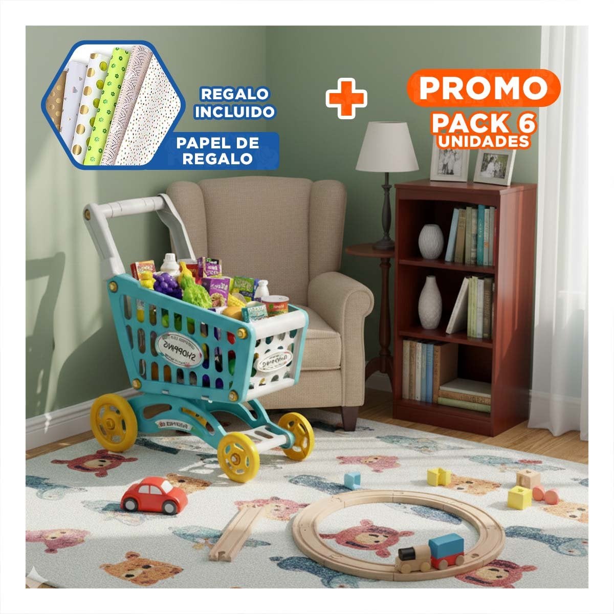 PACK6 JUEGO DE TIENDA CON ACCESORIOS PARA ACTIVIDADES INFANTILES EN CASA YPAPEL REGALO - 1