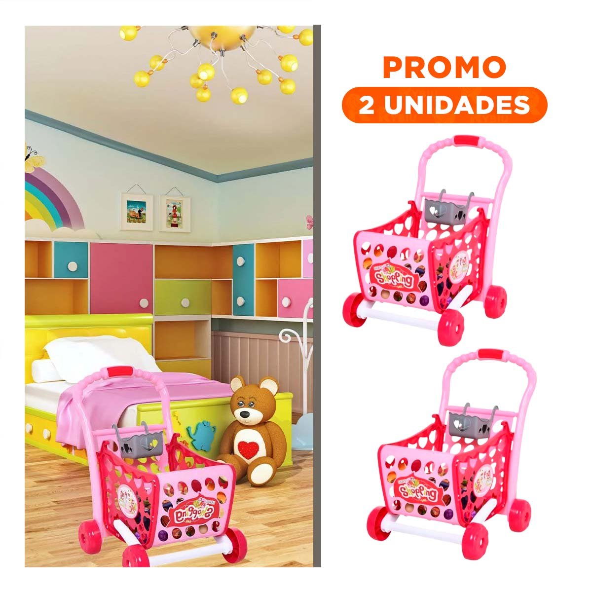 PACK2 CENTRO INFANTIL DE COMPRAS 3 EN 1 CON LUCES Y SONIDO Y ACCESORIOS - 1
