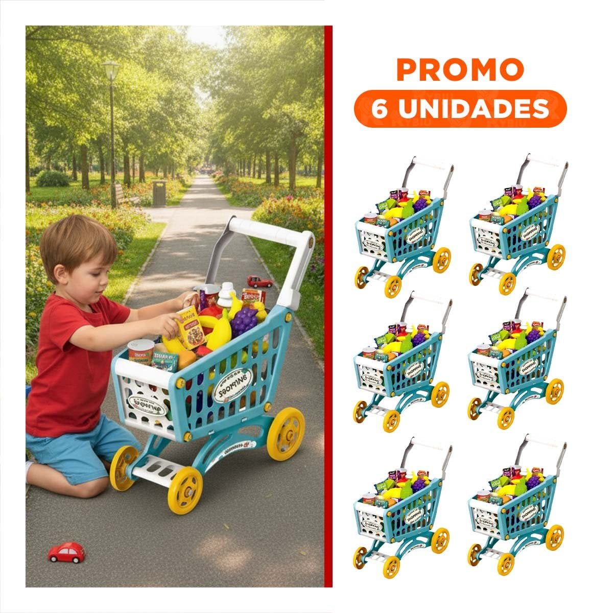 PACK6 PUESTO DE MERCADO CON ACCESORIOS PARA JUEGO CREATIVO EN EL HOGAR - 1