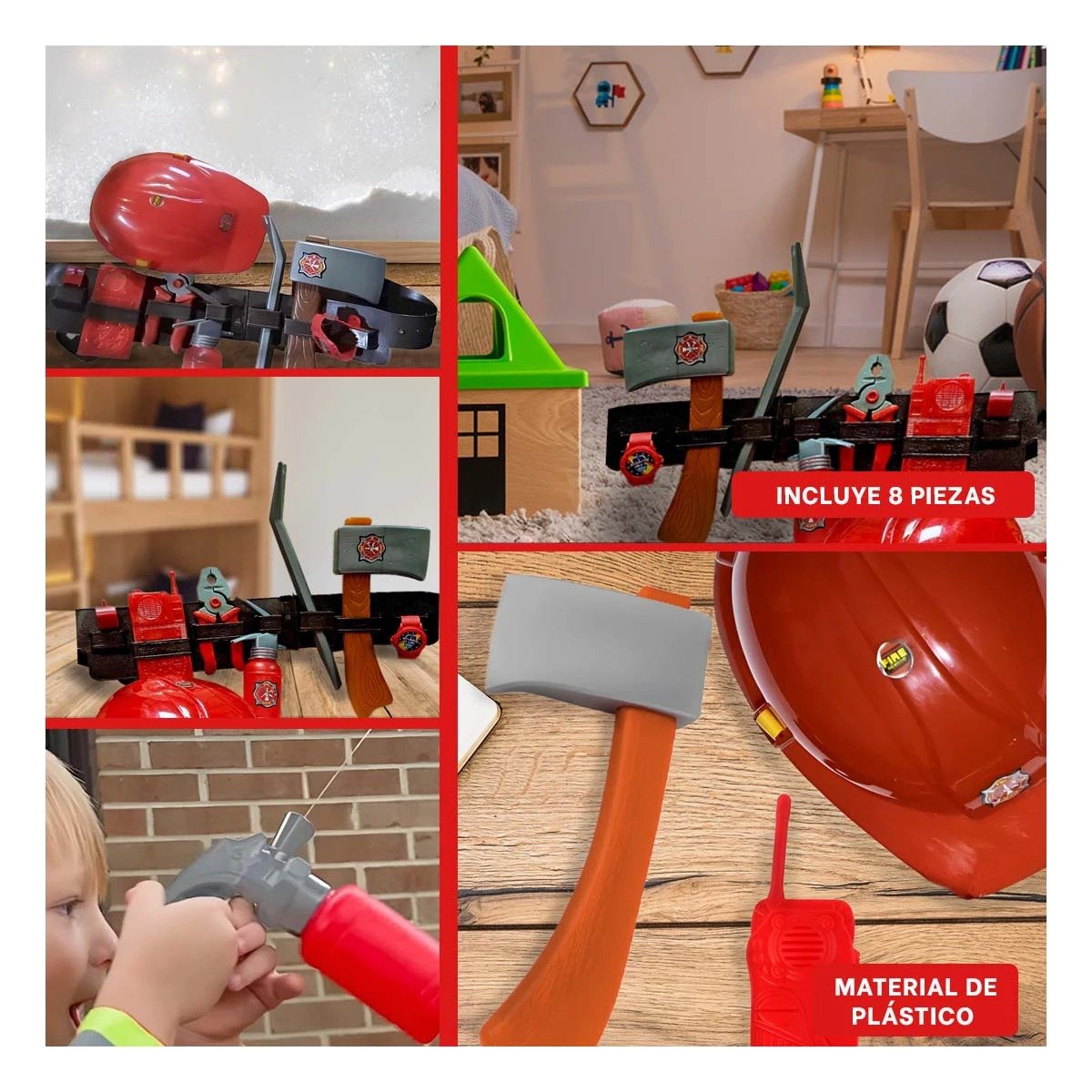 ARNES DE TRABAJO SET DE BOMBERO PARA JUEGOS DE ACCION Y FANTASIA YLIGAS REGALO - 5