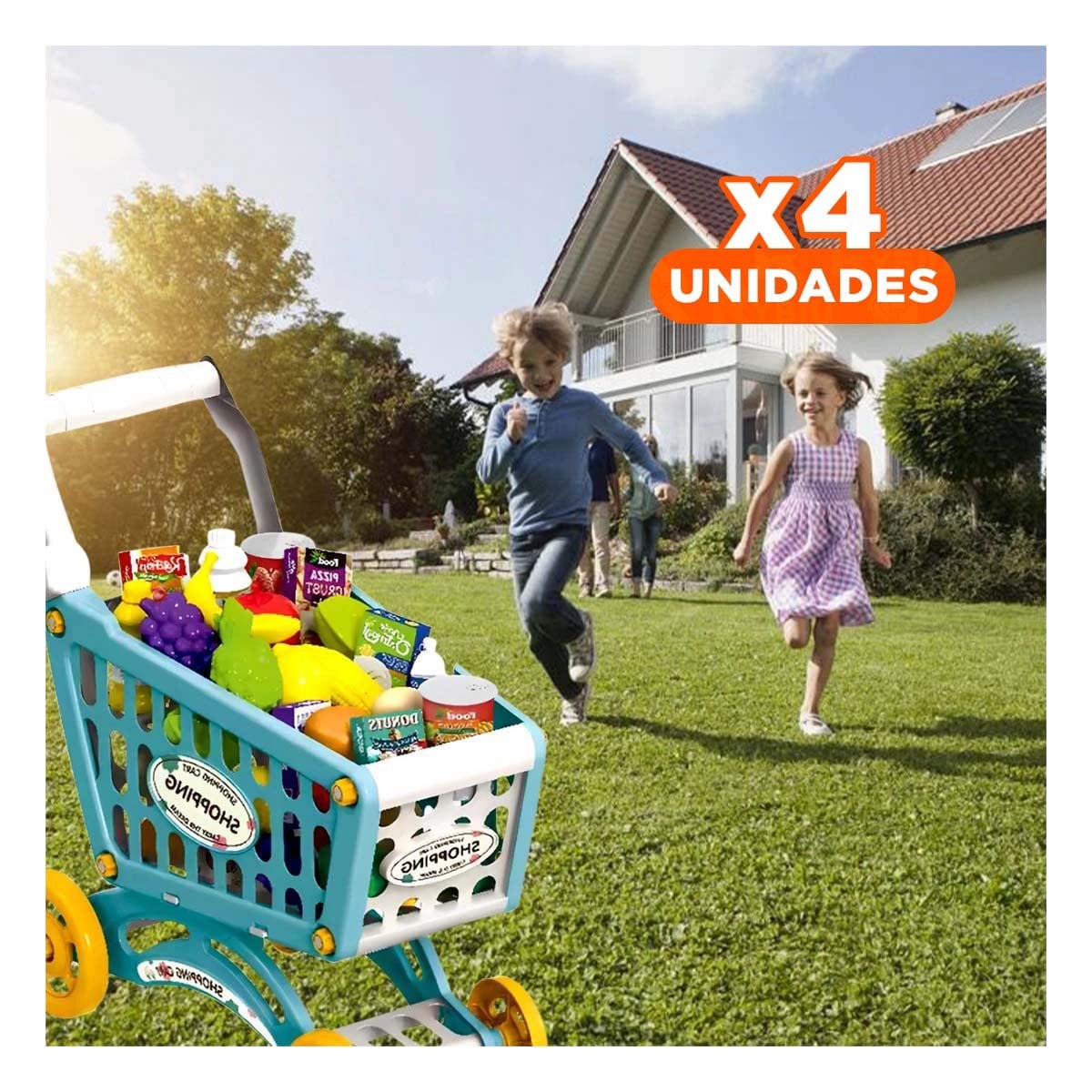 PACK4 CENTRO DE MERCADO CON ACCESORIOS PARA JUEGO INFANTIL EN CASA - 1