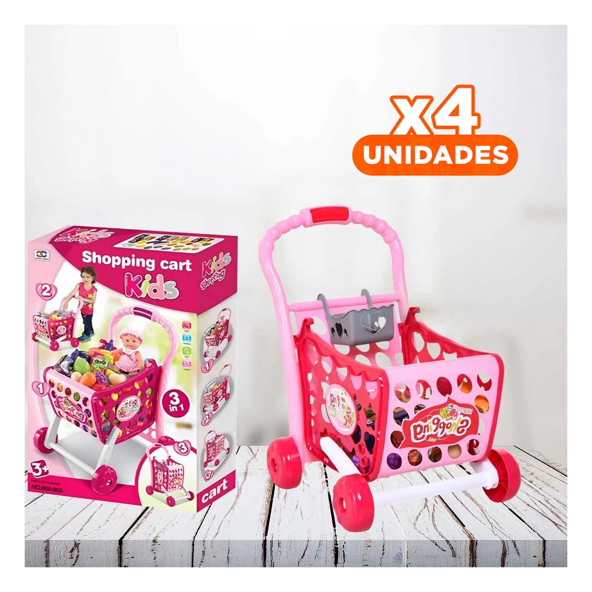 PACK4 JUGUETE INFANTIL DE COMPRAS 3 EN 1 CON LUCES Y SONIDO Y ACCESORIOS - 1
