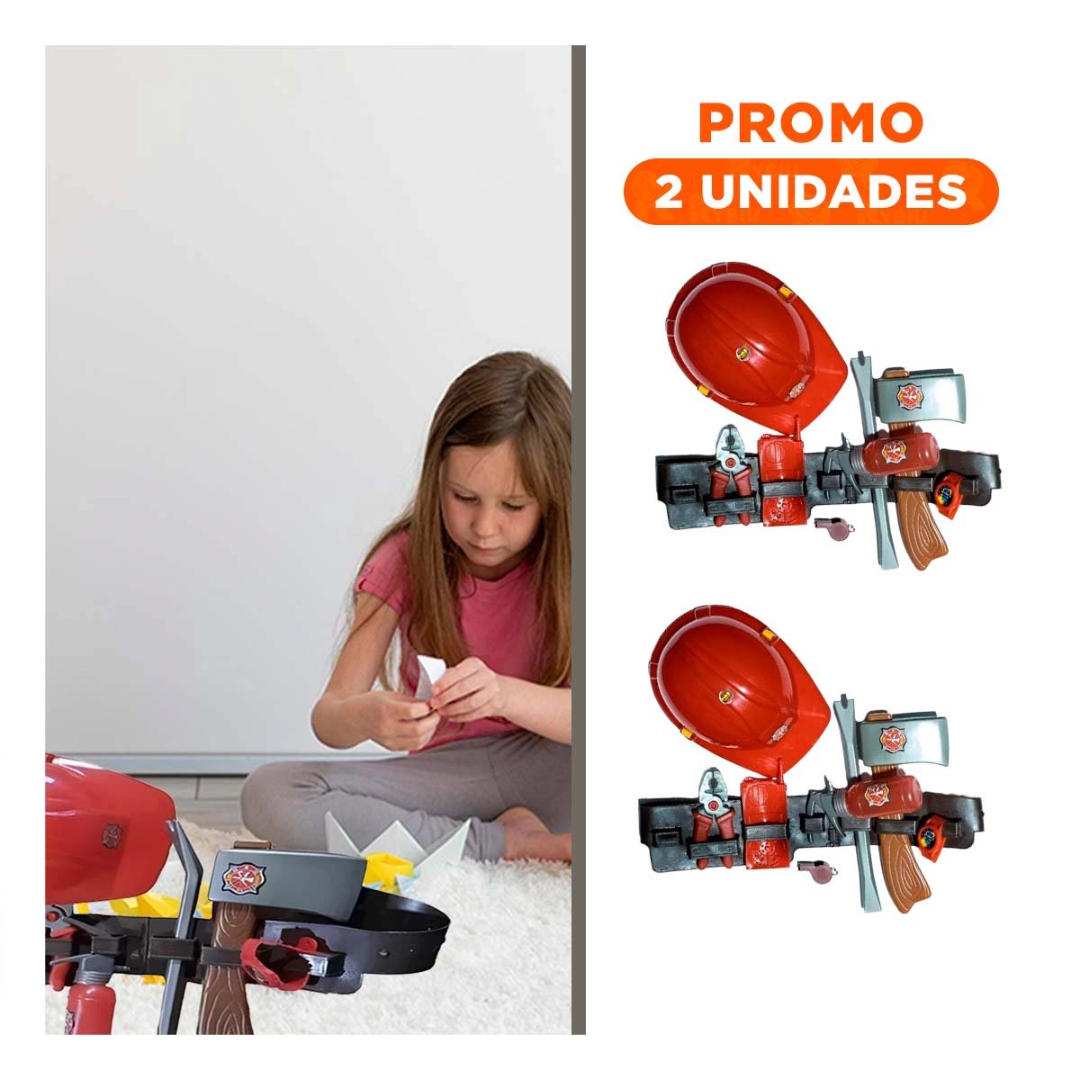 PACK2 FAJA DE RESCATE SET DE BOMBERO PARA JUEGOS CREATIVOS - 1